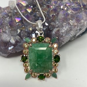 Genuine Emerald & Russian Chrome Diopside Pendant